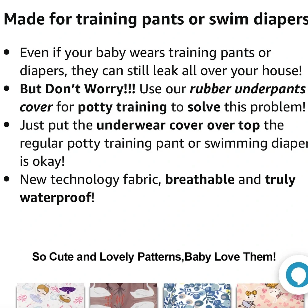 Plastic underwear cover for potty training pants, size 3T